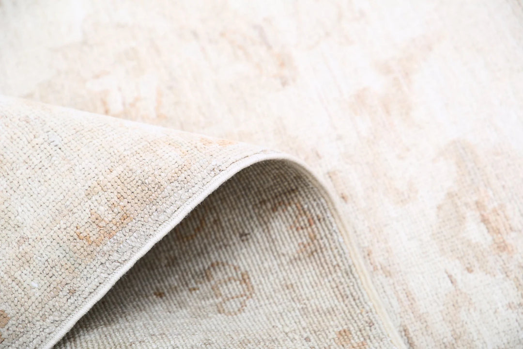 Ivory Afghan Runner Rug 4' 2" x 13' 5" Hand-Knotted | No. AT75083