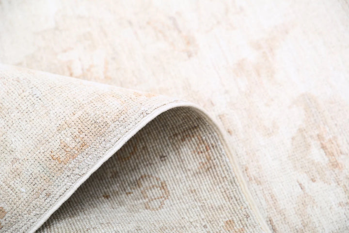 Ivory Afghan Runner Rug 4' 2" x 13' 5" Hand-Knotted | No. AT75083