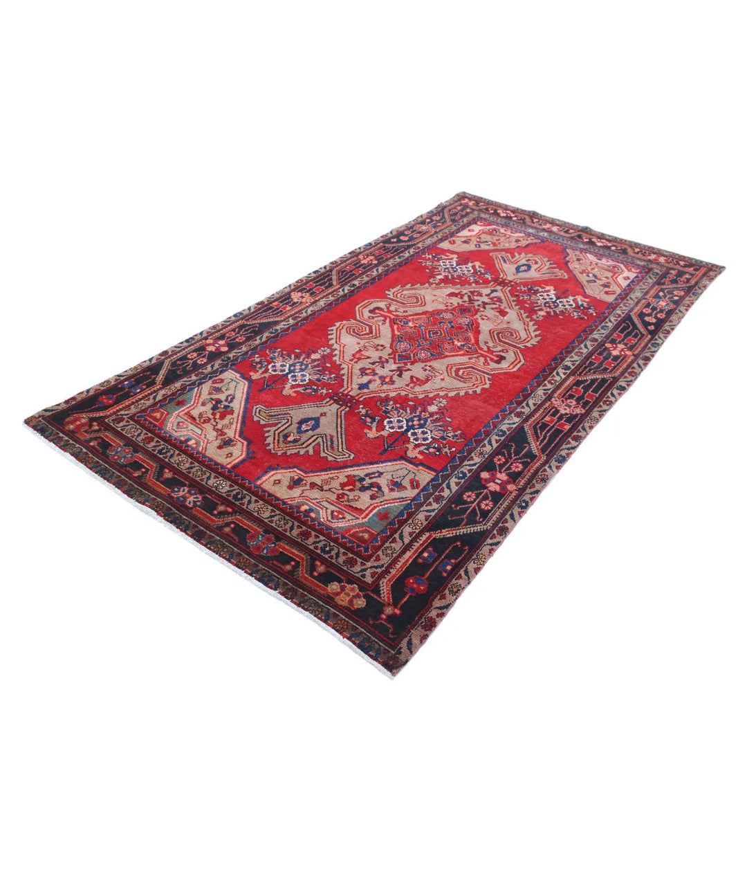 Persian Hamadan Rug 4' 7" x 8' 9" Hand-Knotted | No. AT75166