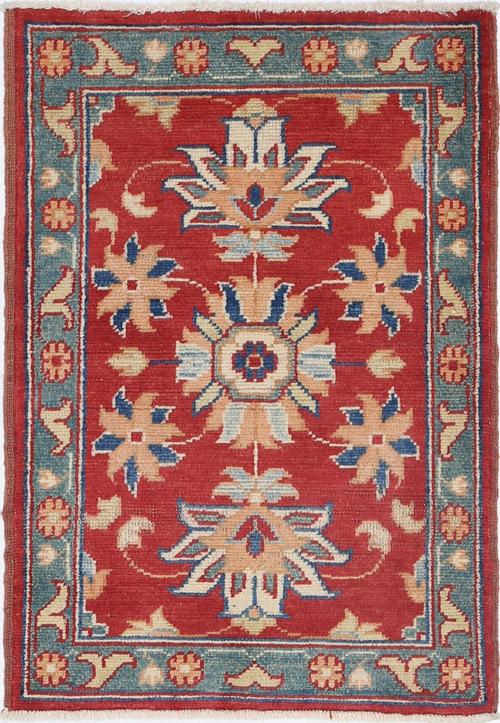 Red Afghan Ziegler Rug 2' 0" x 2' 11" Hand-Knotted | No. AT75289