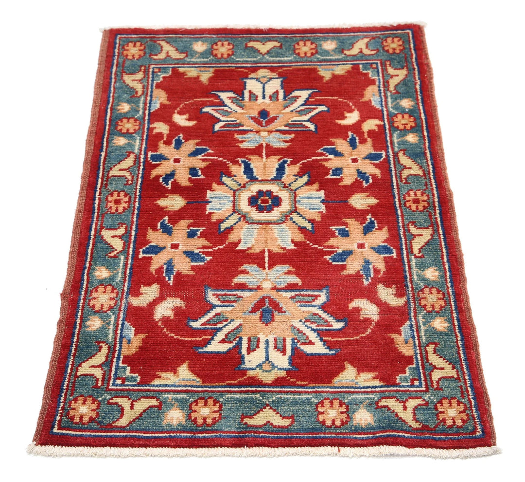 Red Afghan Ziegler Rug 2' 0" x 2' 11" Hand-Knotted | No. AT75289