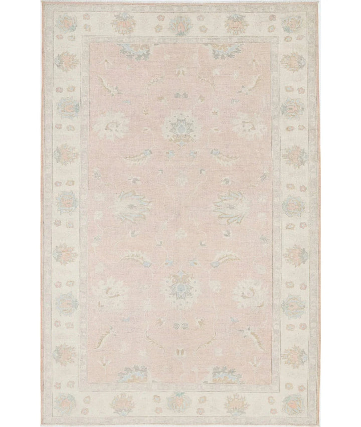 Ivory Afghan Serenity Rug 5' 11" x 8' 11" Hand-Knotted | No. AT75304