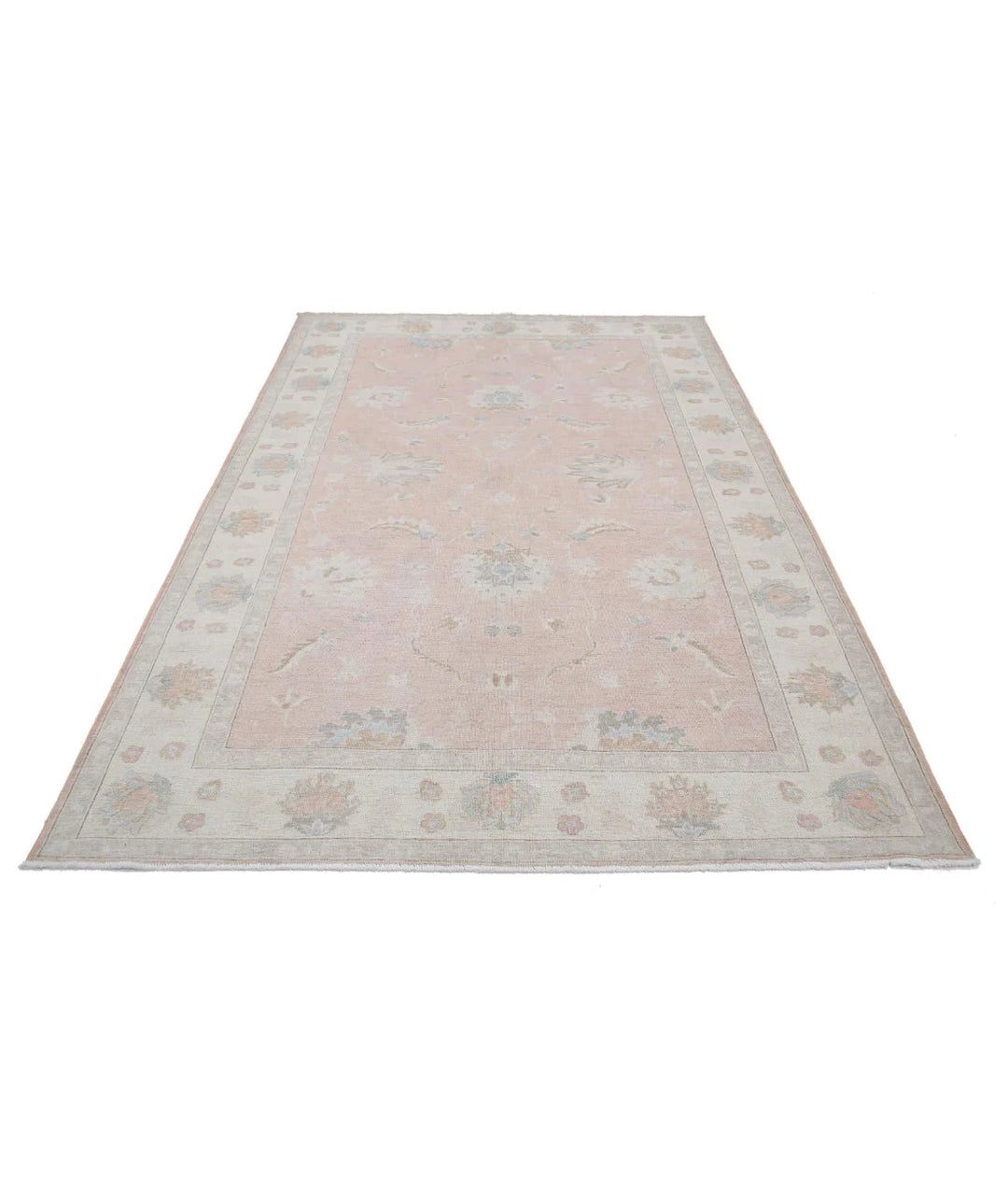 Ivory Afghan Serenity Rug 5' 11" x 8' 11" Hand-Knotted | No. AT75304