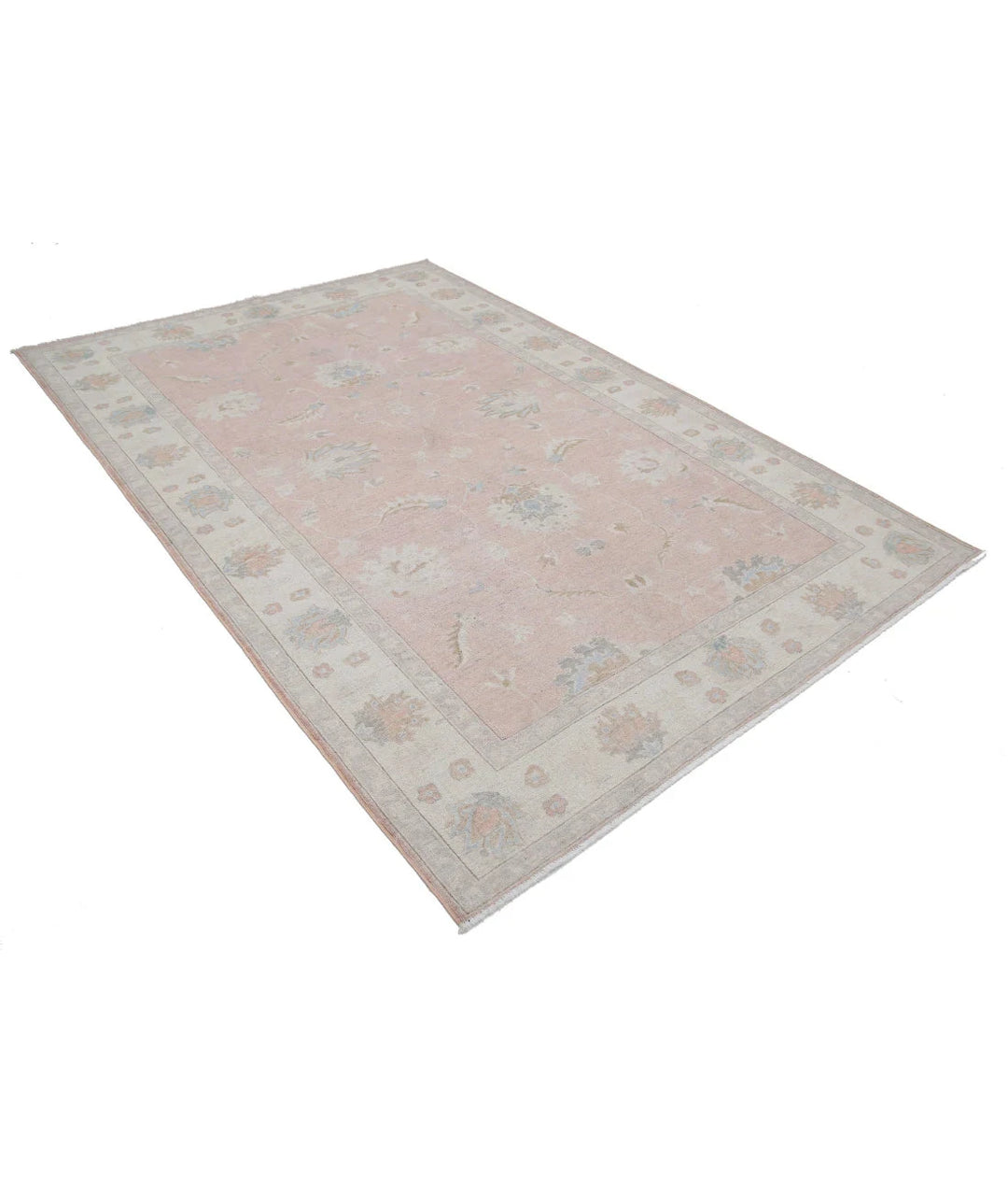 Ivory Afghan Serenity Rug 5' 11" x 8' 11" Hand-Knotted | No. AT75304