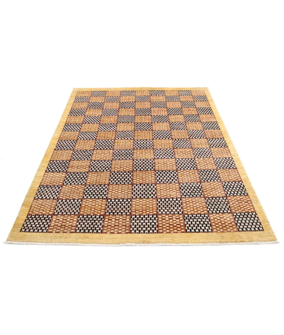 Afghan Modcar Rug 4' 10" x 6' 5" Hand-Knotted | No. AT75331