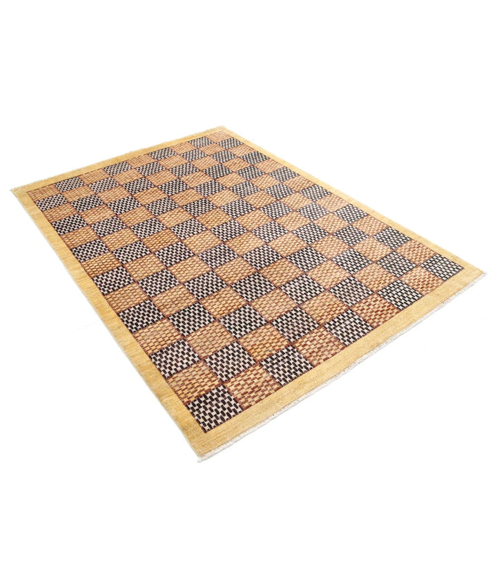 Afghan Modcar Rug 4' 10" x 6' 5" Hand-Knotted | No. AT75331