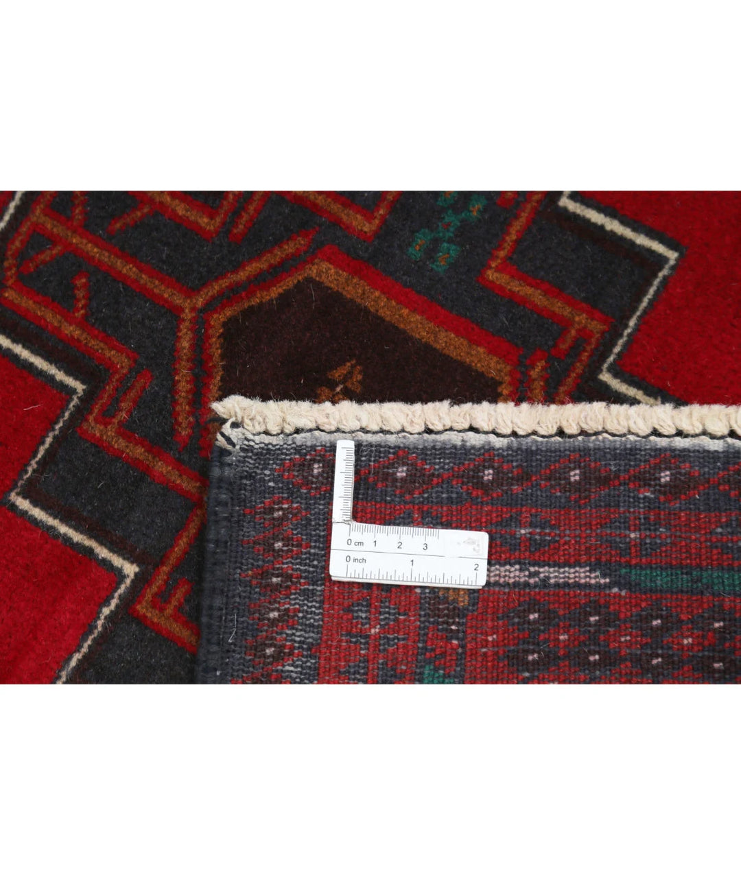 Red Afghan Baluchi Rug 2' 8" x 4' 10" Hand-Knotted | No. AT75379
