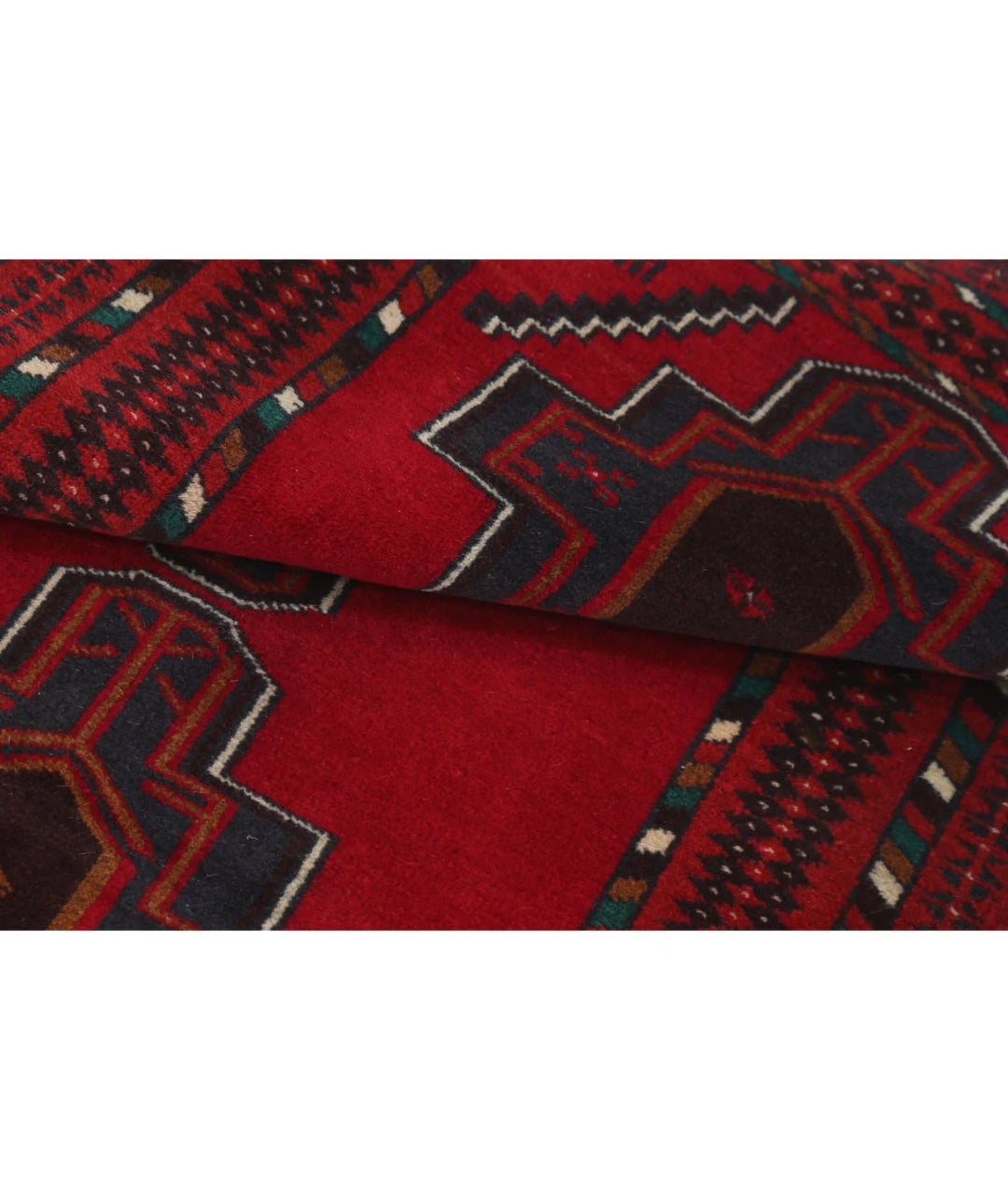 Red Afghan Baluchi Rug 2' 8" x 4' 10" Hand-Knotted | No. AT75379