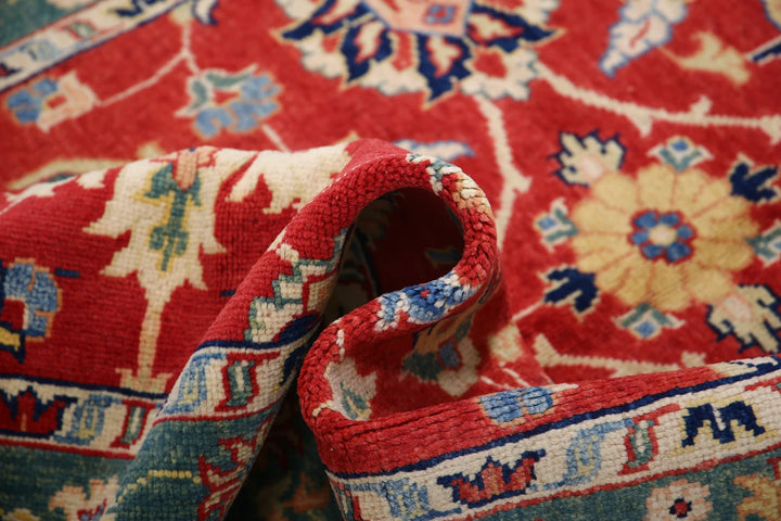 Red Afghan Ziegler Rug 4' 8" x 6' 9" Hand-Knotted | No. AT75425