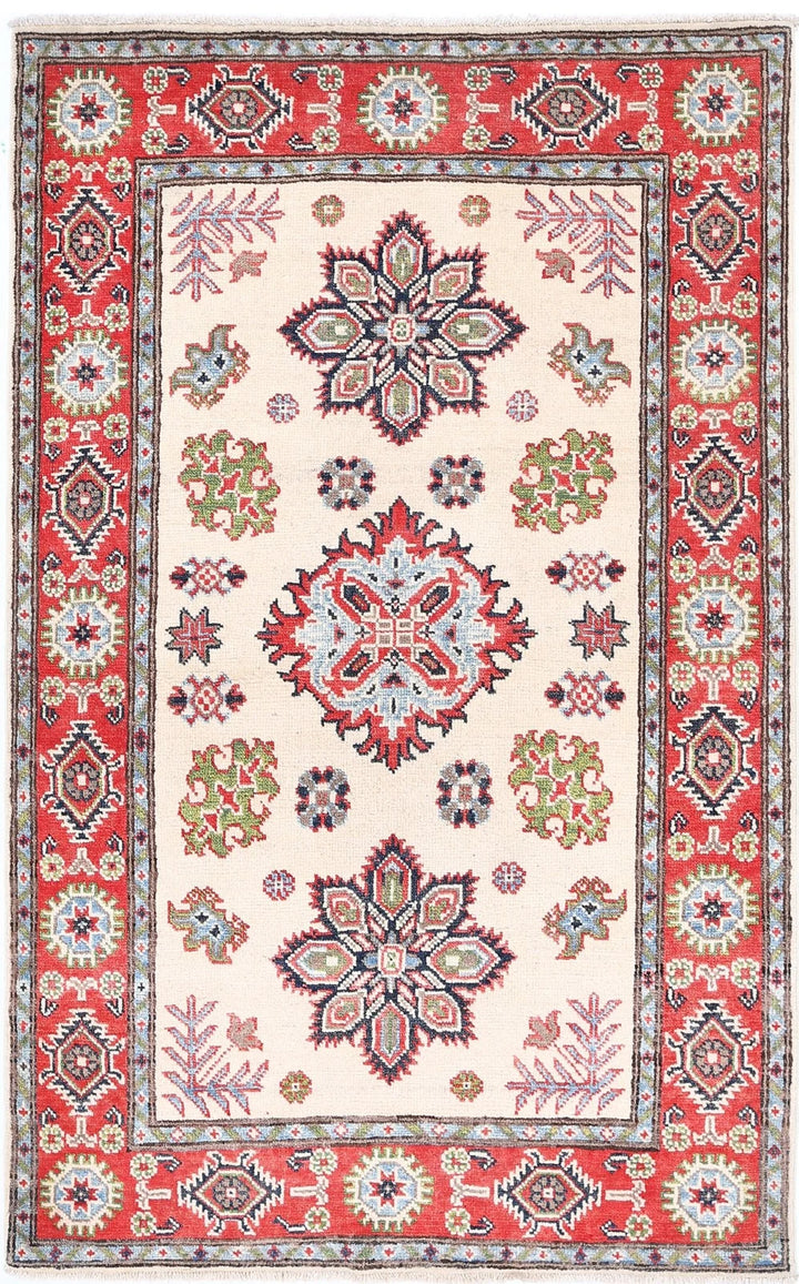 Afghan Kazak Rug 3' 3" x 5' 1" Hand-Knotted | No. AT75441