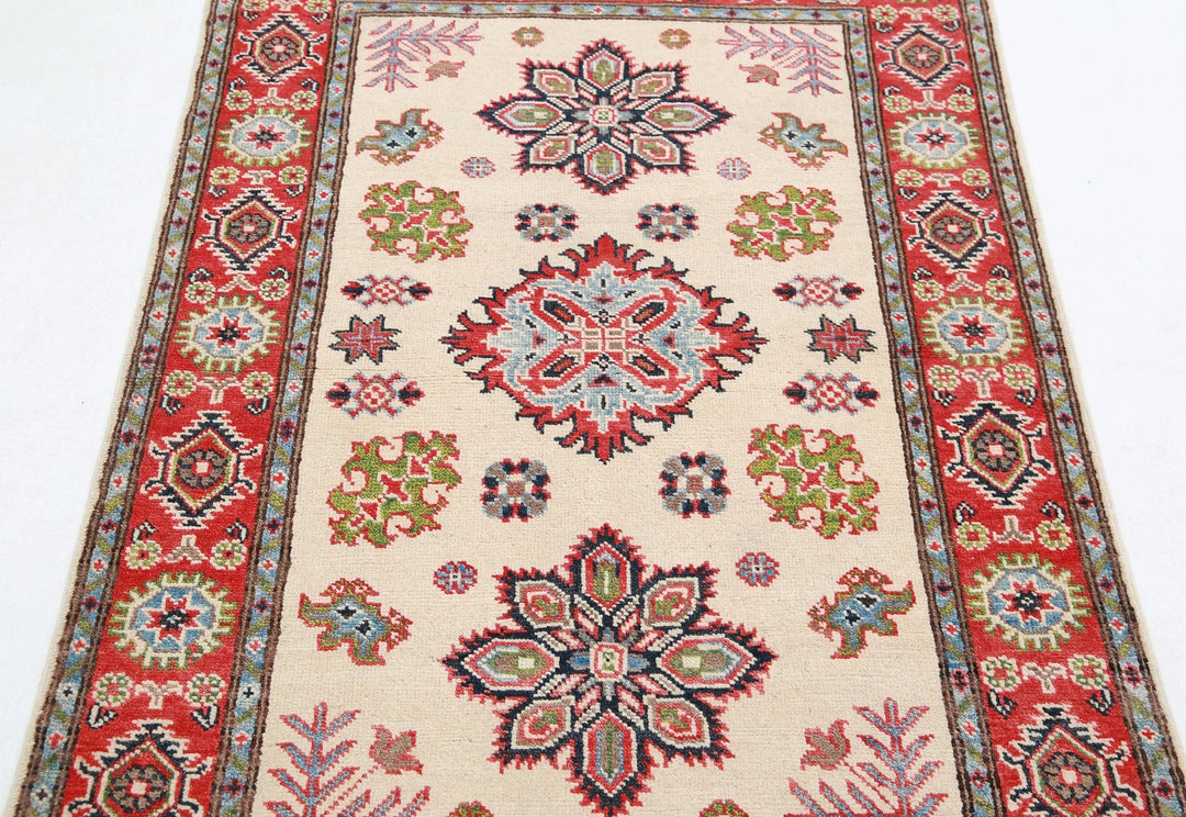 Afghan Kazak Rug 3' 3" x 5' 1" Hand-Knotted | No. AT75441