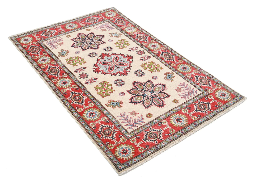 Afghan Kazak Rug 3' 3" x 5' 1" Hand-Knotted | No. AT75441