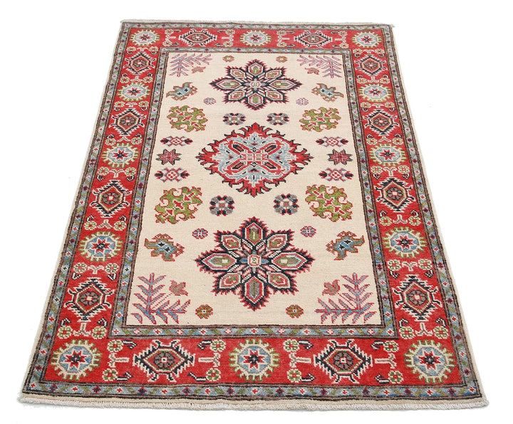 Afghan Kazak Rug 3' 3" x 5' 1" Hand-Knotted | No. AT75441