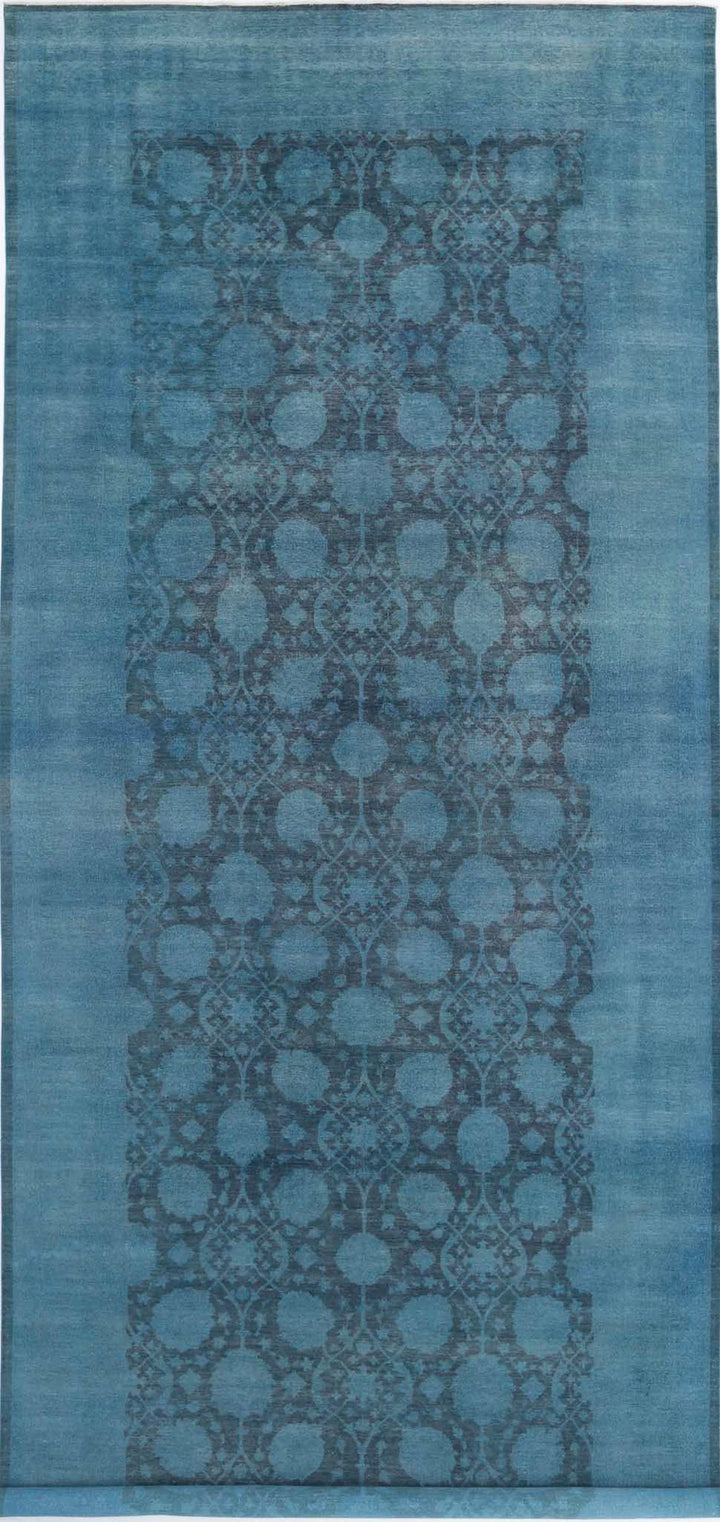 Teal Afghan Overdye Rug 9' 9" x 25' 0" Hand-Knotted | No. AT75454