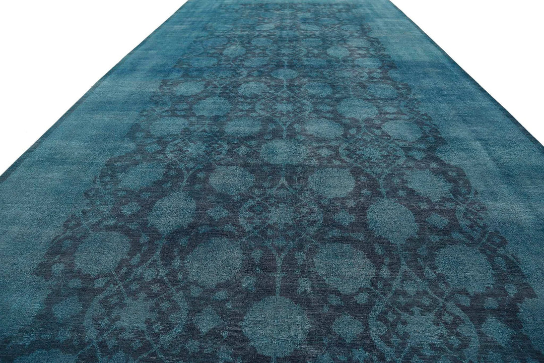 Teal Afghan Overdye Rug 9' 9" x 25' 0" Hand-Knotted | No. AT75454
