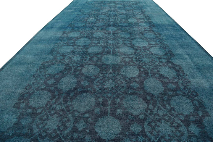 Teal Afghan Overdye Rug 9' 9" x 25' 0" Hand-Knotted | No. AT75454