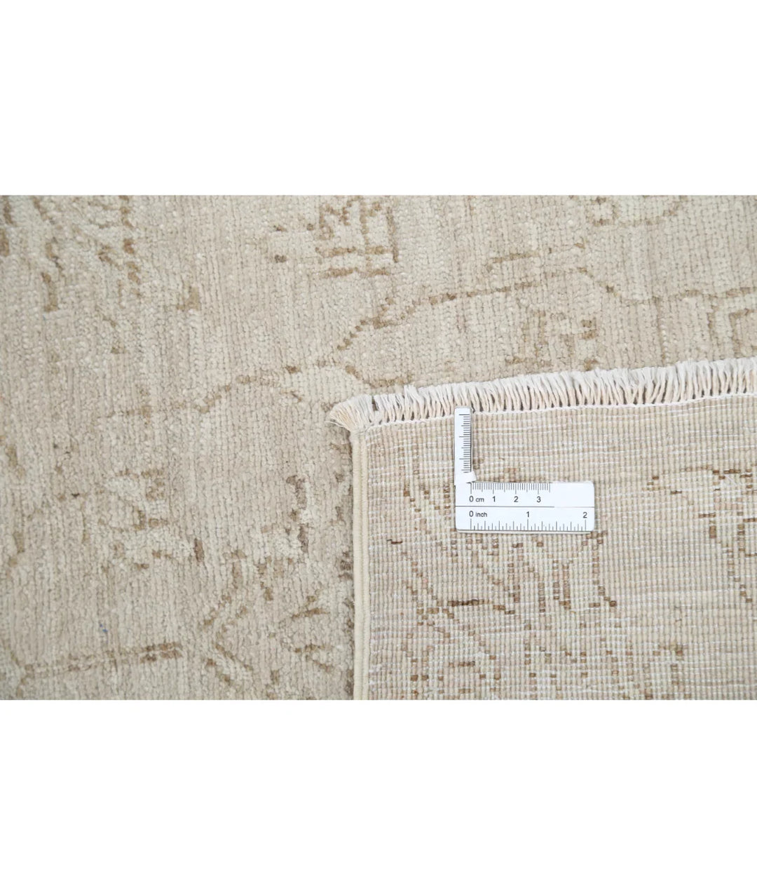 Beige Afghan Tabriz Rug 8' 0" x 9' 11" Hand-Knotted | No. AT75601