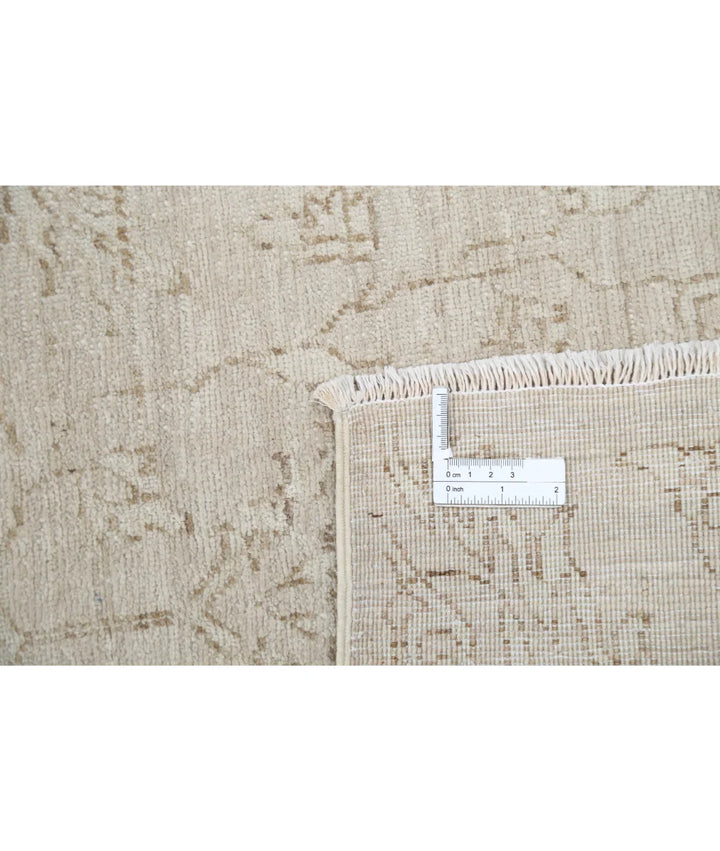 Beige Afghan Tabriz Rug 8' 0" x 9' 11" Hand-Knotted | No. AT75601