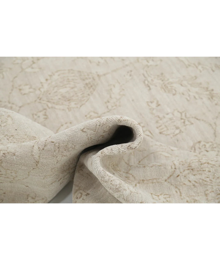 Beige Afghan Tabriz Rug 8' 0" x 9' 11" Hand-Knotted | No. AT75601