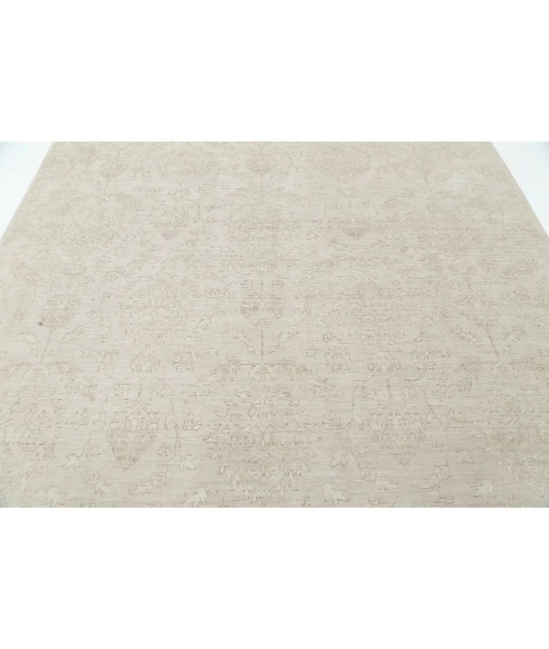 Beige Afghan Tabriz Rug 8' 0" x 9' 11" Hand-Knotted | No. AT75601