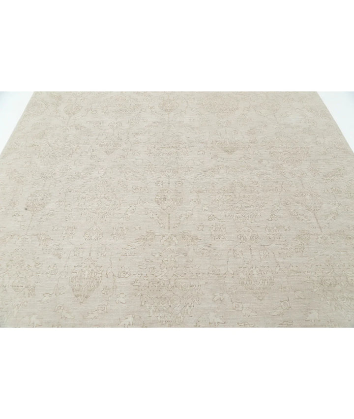 Beige Afghan Tabriz Rug 8' 0" x 9' 11" Hand-Knotted | No. AT75601