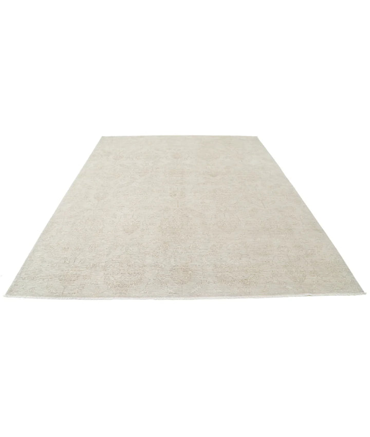 Beige Afghan Tabriz Rug 8' 0" x 9' 11" Hand-Knotted | No. AT75601