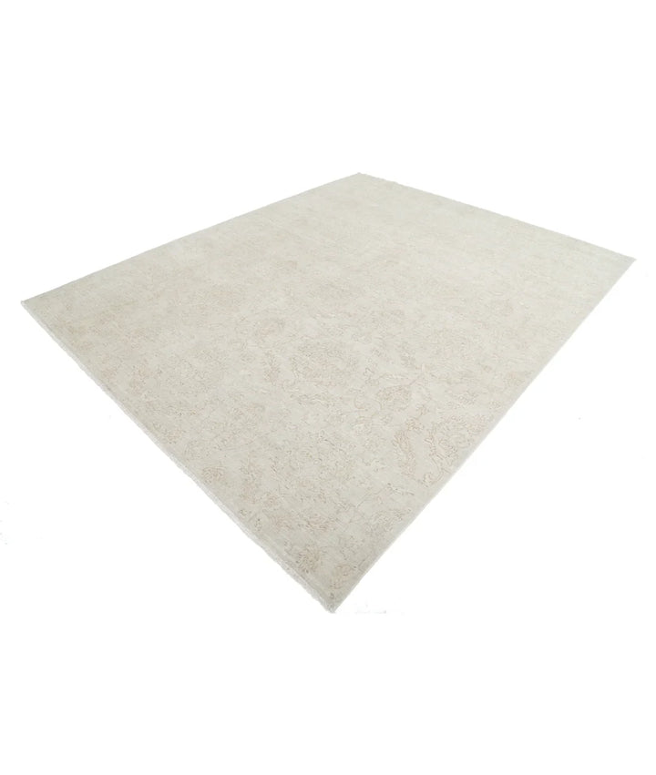 Beige Afghan Tabriz Rug 8' 0" x 9' 11" Hand-Knotted | No. AT75601