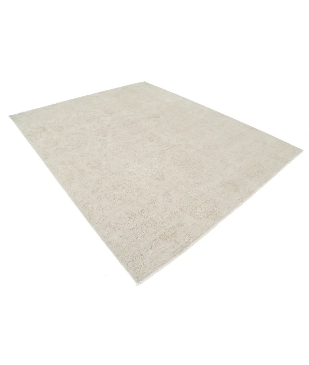 Beige Afghan Tabriz Rug 8' 0" x 9' 11" Hand-Knotted | No. AT75601