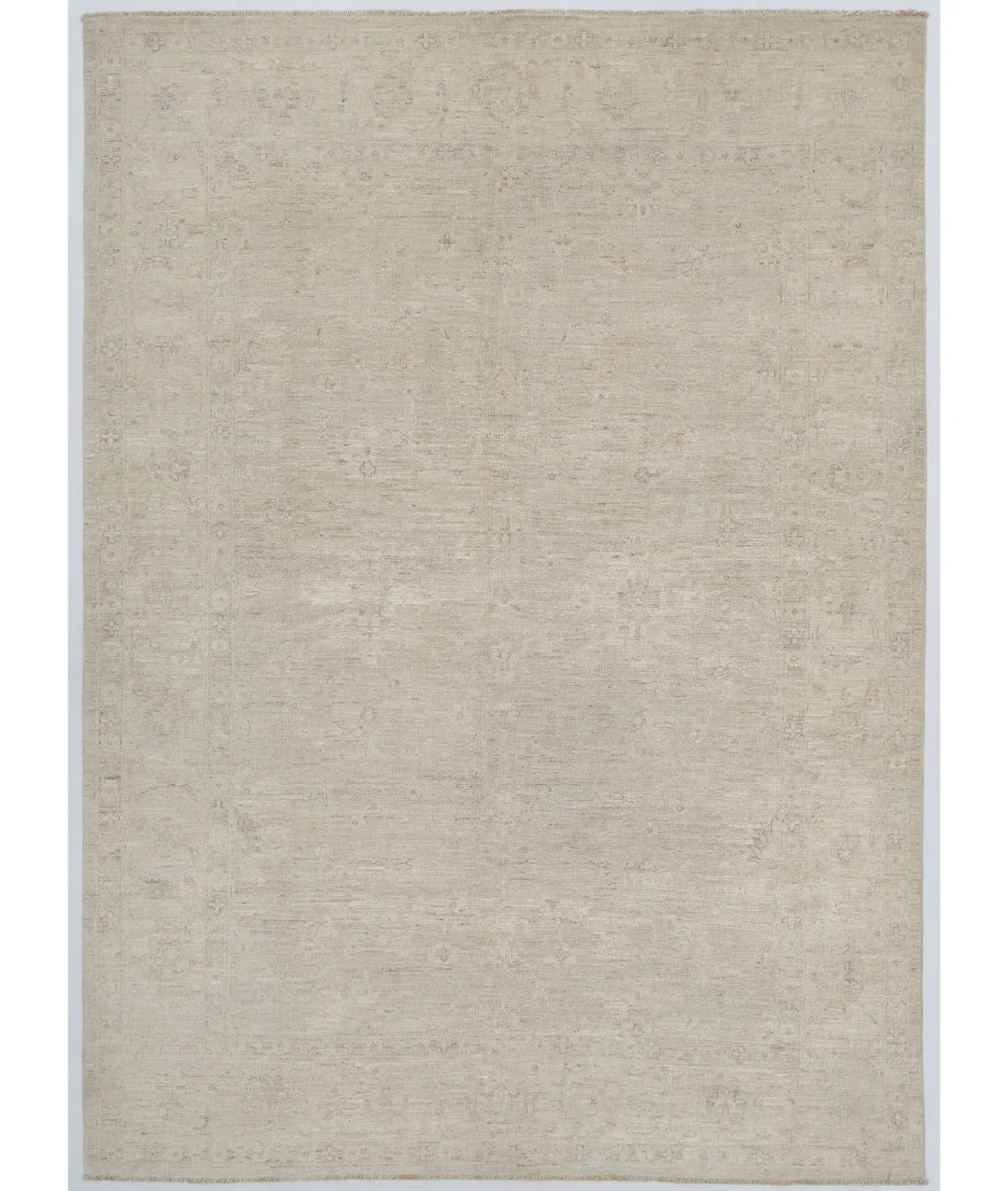 Ivory Afghan Serenity Rug 5'6" x 7'8" Hand-Knotted | No. AT75650