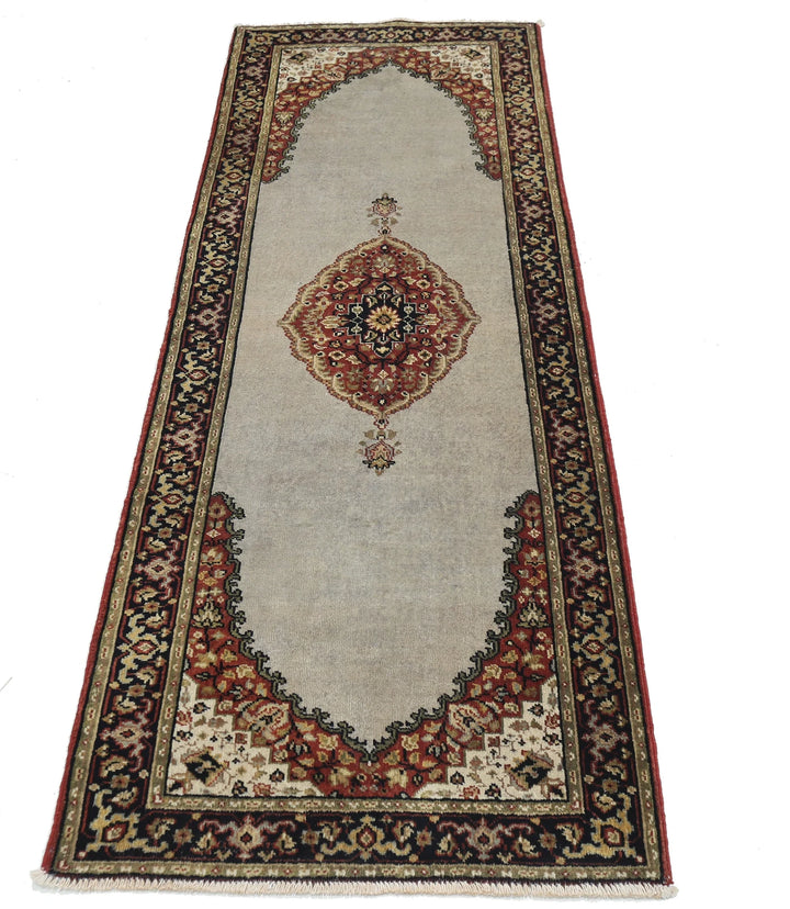Grey Blue Indian Ziegler Rug 2' 3" x 6' 7" Hand-Knotted | No. AT75676