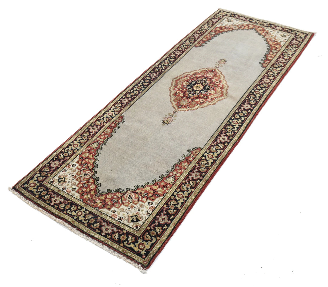Grey Blue Indian Ziegler Rug 2' 3" x 6' 7" Hand-Knotted | No. AT75676