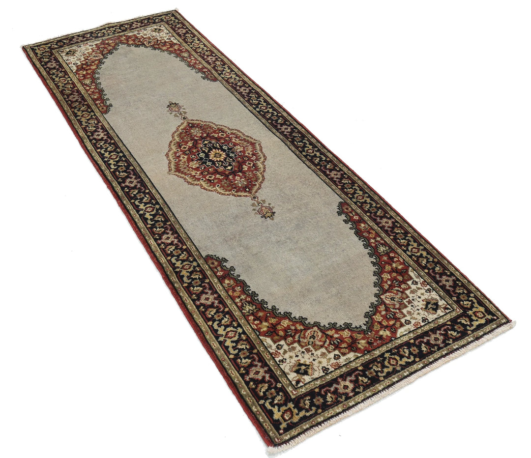 Grey Blue Indian Ziegler Rug 2' 3" x 6' 7" Hand-Knotted | No. AT75676
