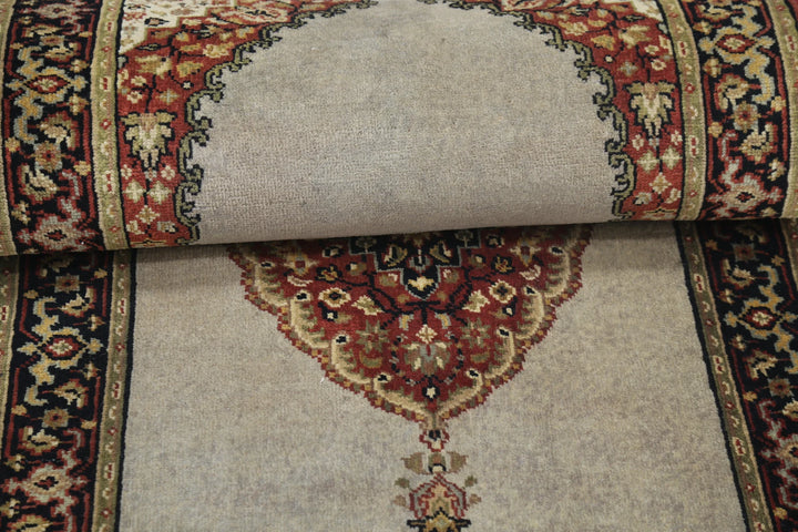 Grey Blue Indian Ziegler Rug 2' 3" x 6' 7" Hand-Knotted | No. AT75676