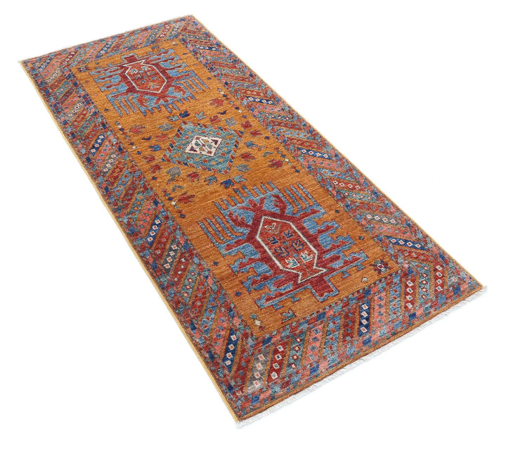 Afghan Nomadic Caucasian Humna Rug 2' 8" x 5' 9" Hand-Knotted | No. AT75719