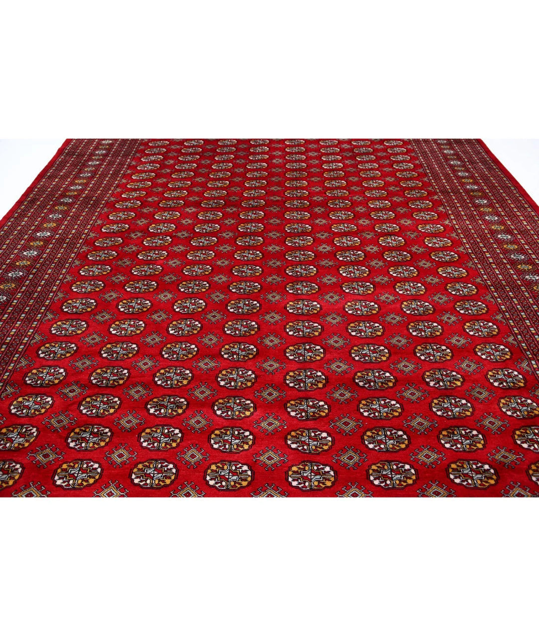 Red Pakistani Bokhara Rug 9' 11" x 13' 5" Hand-Knotted | No. AT75732