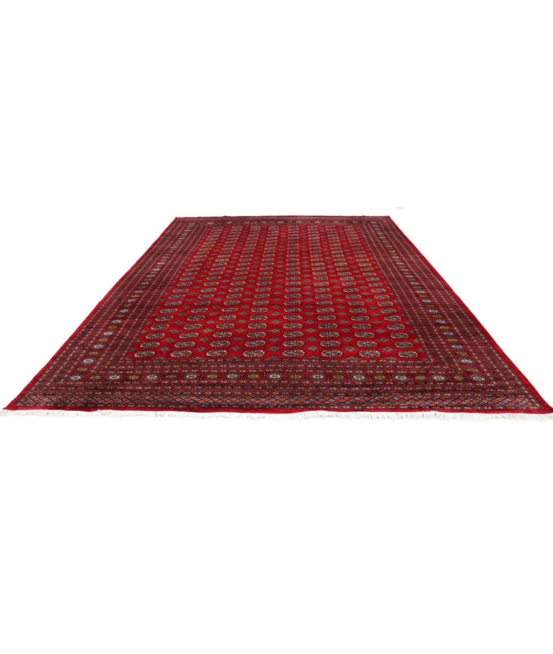 Red Pakistani Bokhara Rug 9' 11" x 13' 5" Hand-Knotted | No. AT75732