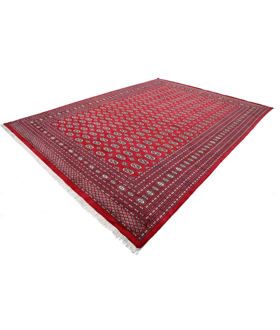Red Pakistani Bokhara Rug 9' 11" x 13' 5" Hand-Knotted | No. AT75732