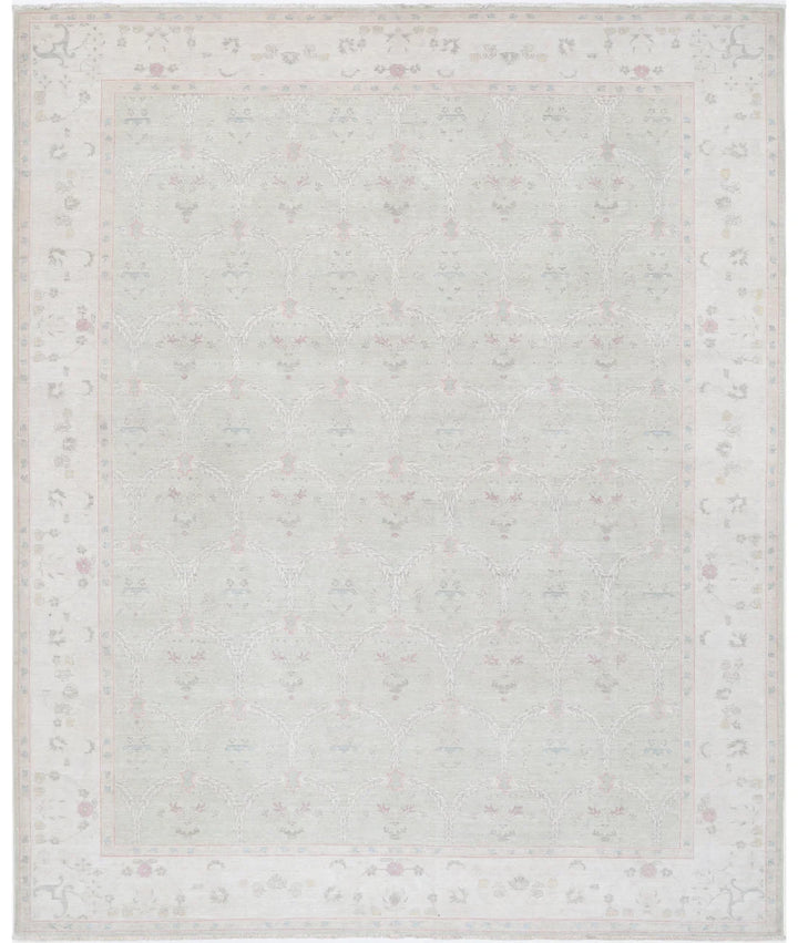 Green Afghan Tabriz Rug 8' 2" x 10' 1" Hand-Knotted | No. AT75898