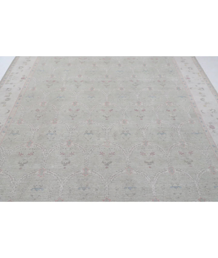 Green Afghan Tabriz Rug 8' 2" x 10' 1" Hand-Knotted | No. AT75898