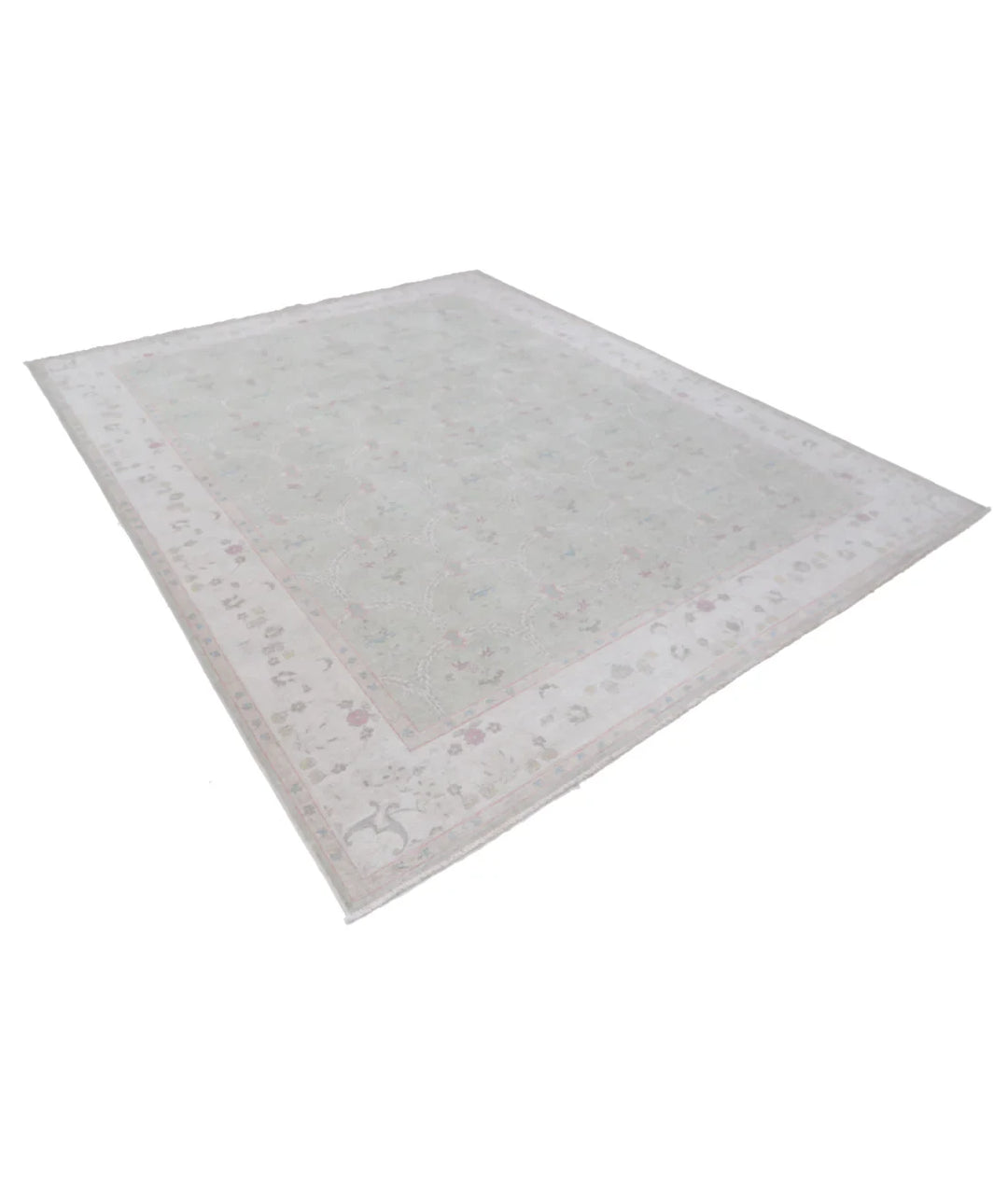 Green Afghan Tabriz Rug 8' 2" x 10' 1" Hand-Knotted | No. AT75898