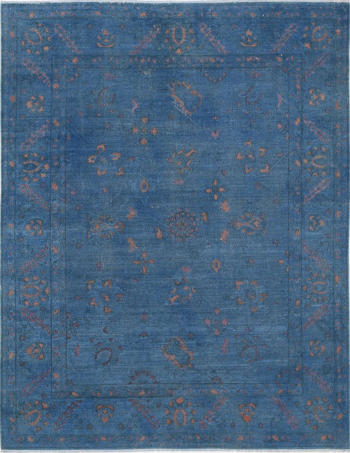 Blue Afghan Oriental Rug 7' 8" x 9' 9" Hand-Knotted | No. AT76065
