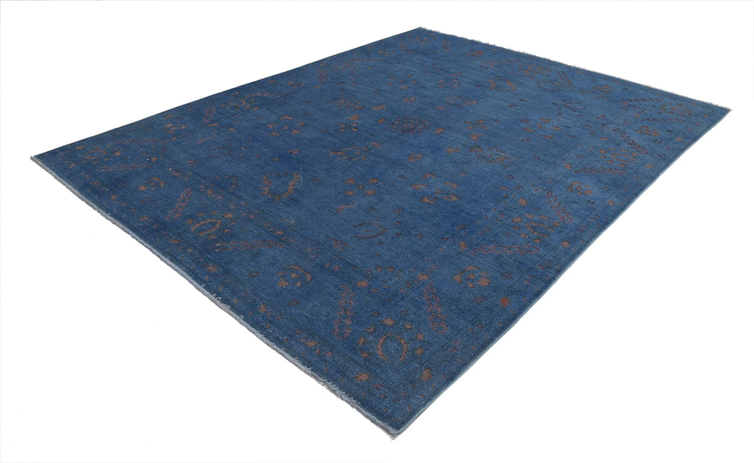 Blue Afghan Oriental Rug 7' 8" x 9' 9" Hand-Knotted | No. AT76065