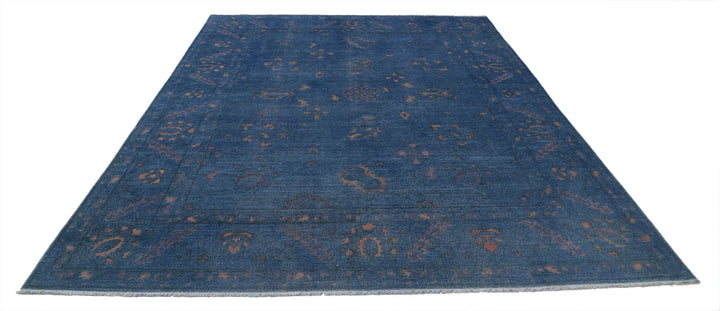 Blue Afghan Oriental Rug 7' 8" x 9' 9" Hand-Knotted | No. AT76065