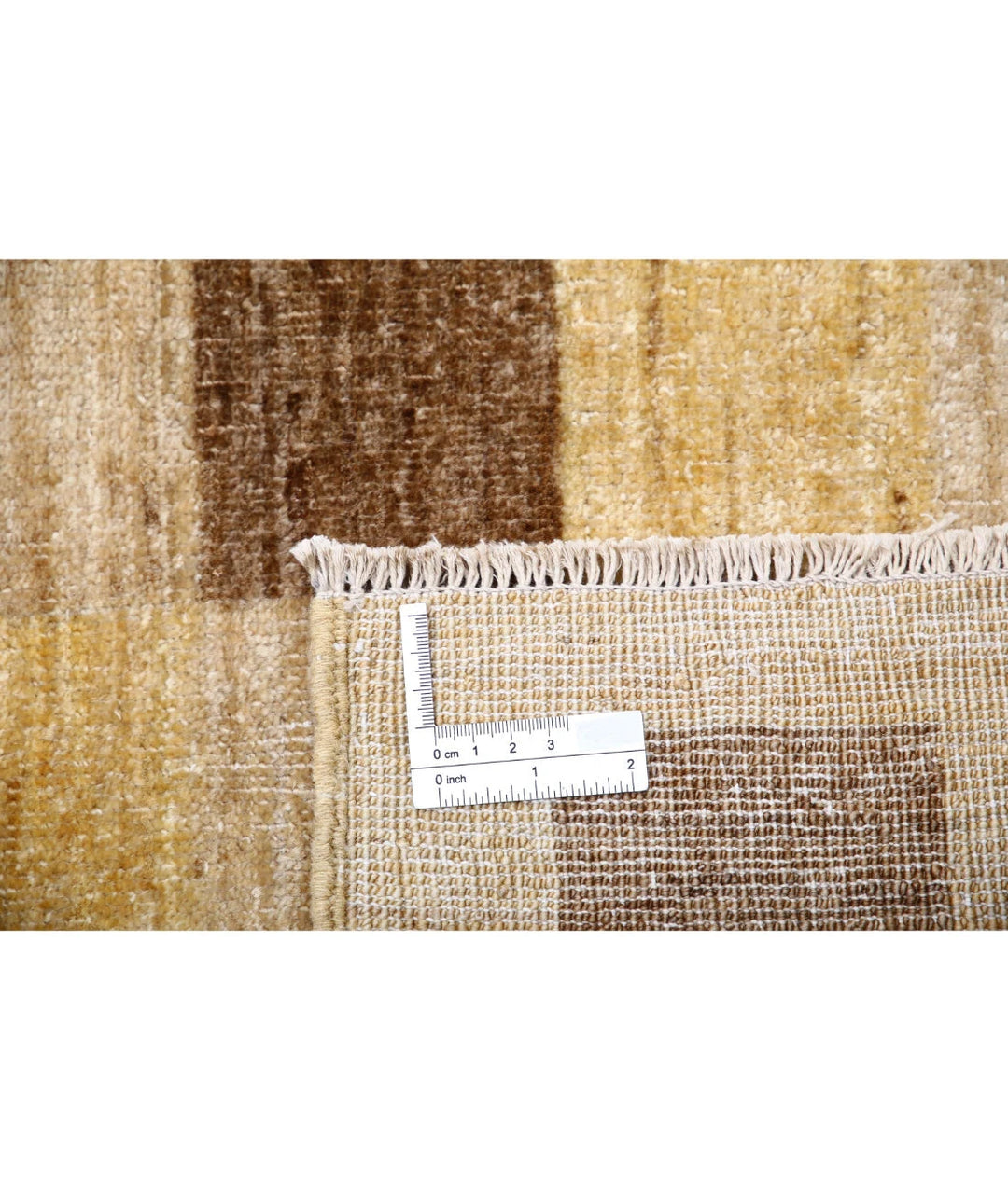 Beige Afghan Modcar Rug 6' 9" x 9' 7" Hand-Knotted | No. AT76076