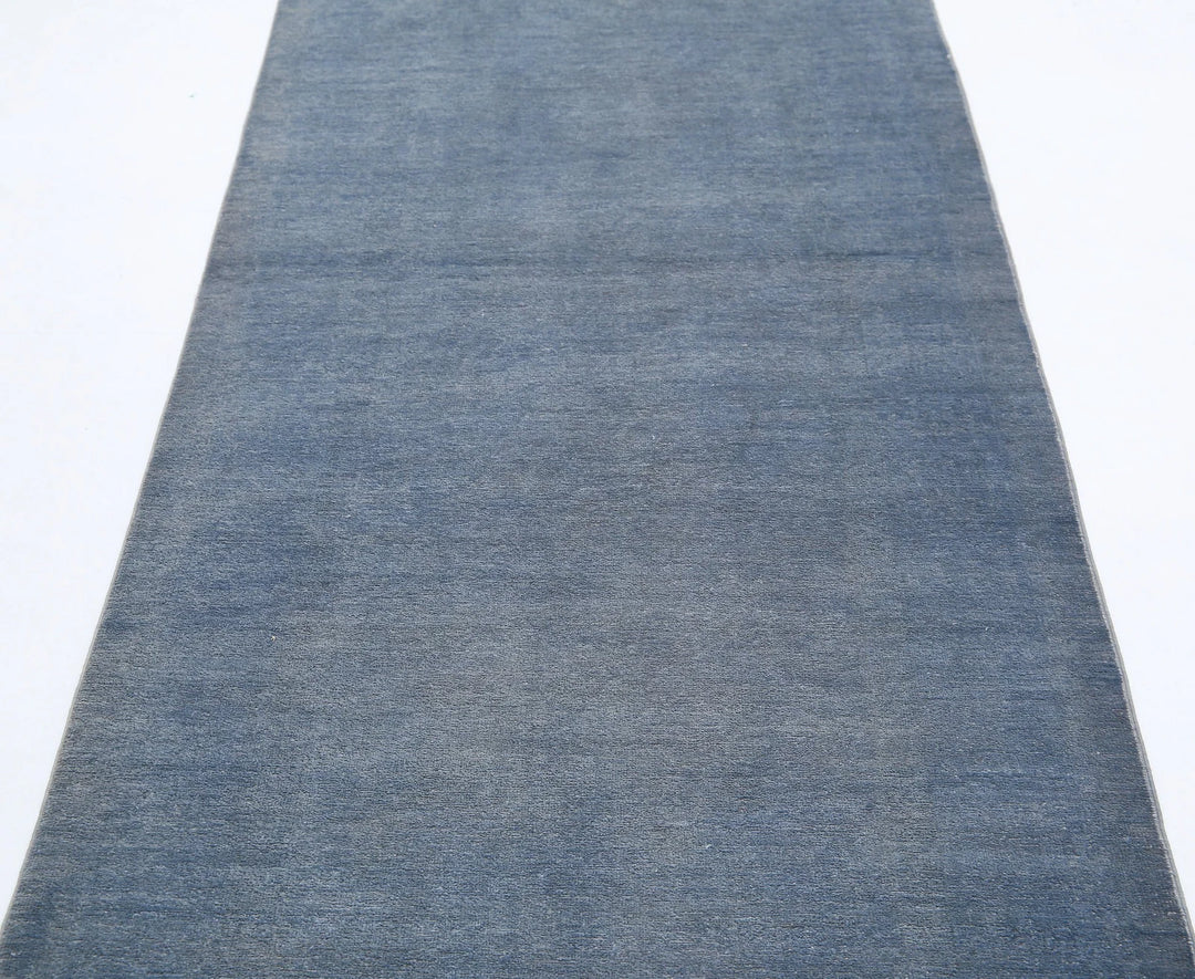 Grey Afghan Overdye Rug 3' 1" x 9' 6" Hand-Knotted | No. AT76079