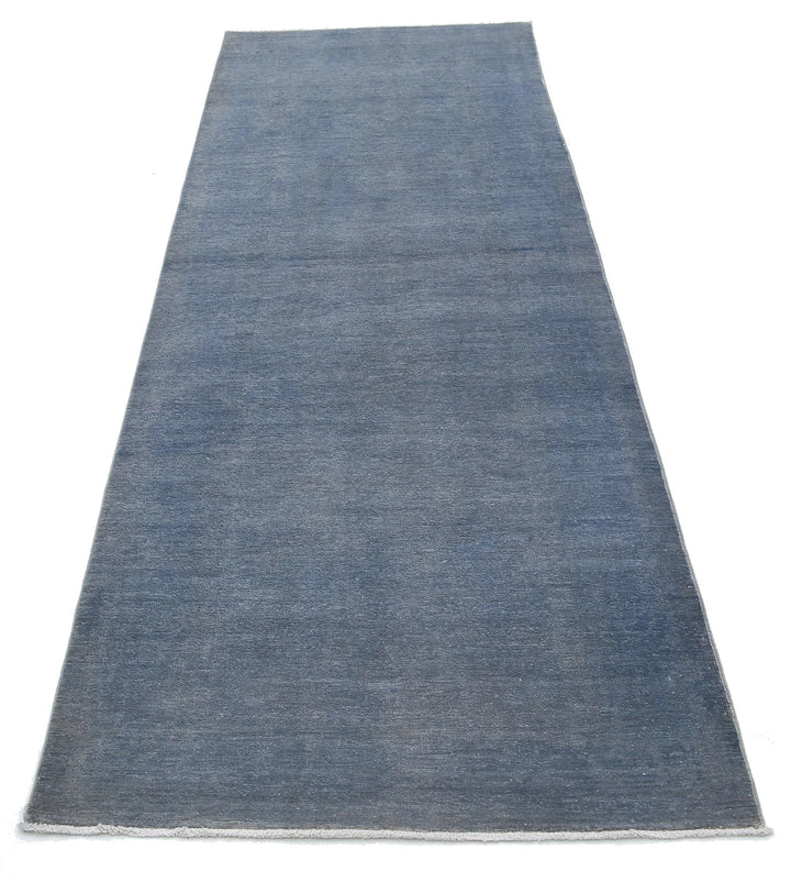 Grey Afghan Overdye Rug 3' 1" x 9' 6" Hand-Knotted | No. AT76079