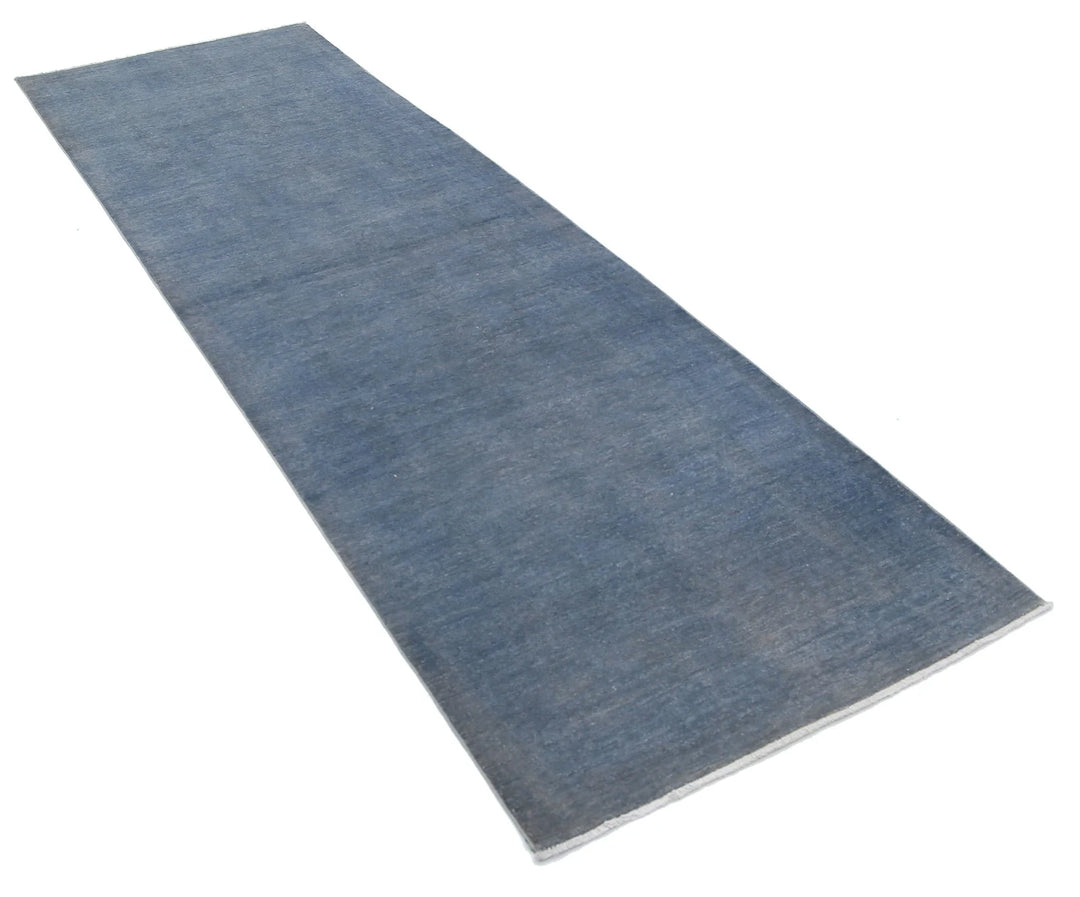 Grey Afghan Overdye Rug 3' 1" x 9' 6" Hand-Knotted | No. AT76079