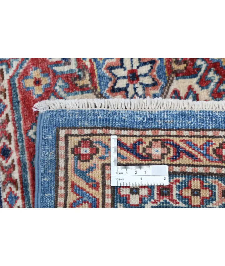 Blue Afghan Kazak Rug 4' 10" x 6' 10" Hand-Knotted | No. AT760831