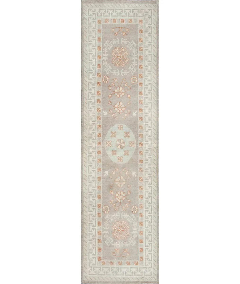 Brown Afghan Khotan Rug 2' 6" x 9' 4" Hand-Knotted | No. AT76100