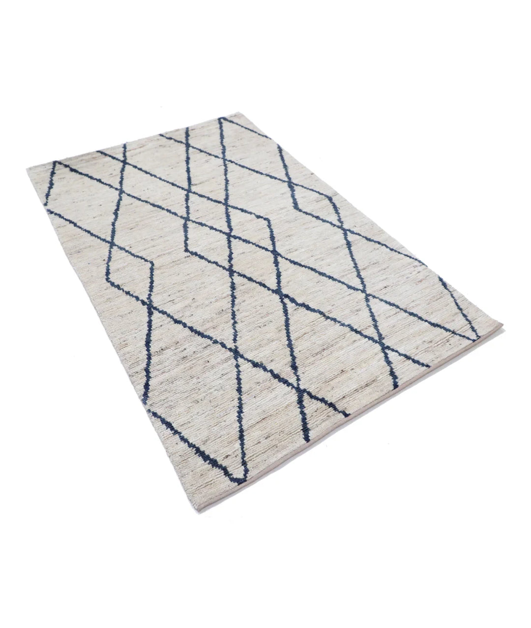 Ivory Moroccan Oriental Rug 3' 10" x 6' 0" Hand-Knotted | No. AT76224